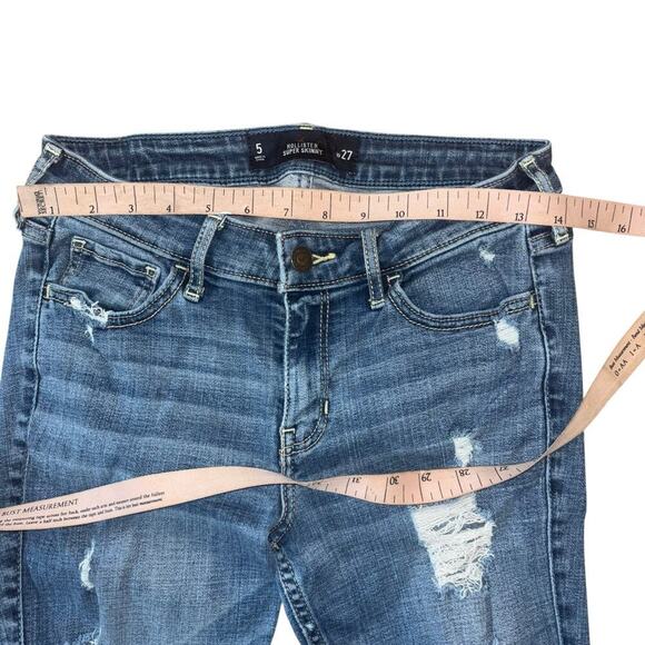 Hollister Super Skinny Distressed Jeans Women’s 27 Casual Thrashed Low Rise - Picture 7 of 9